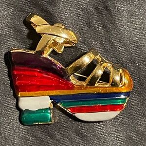 Vintage Colorful Enamel Platform Shoe Sandal Brooch Pin Ferragamo replica